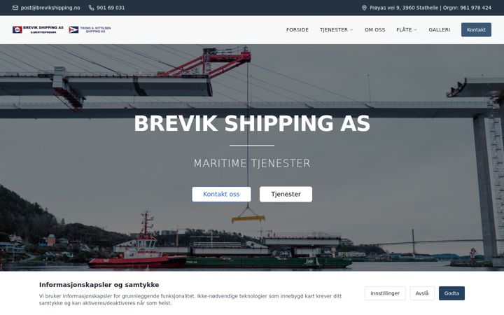 Screenshot of brevikshipping.no