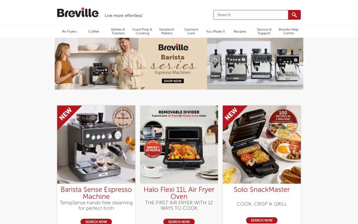 Screenshot ta' breville.co.uk