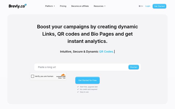 Screenshot of brevly.co