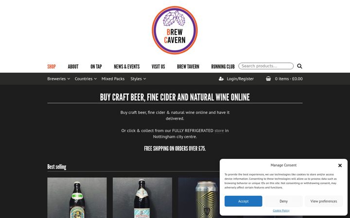 Screenshot of brewcavern.co.uk