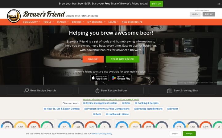 Screenshot of brewersfriend.com