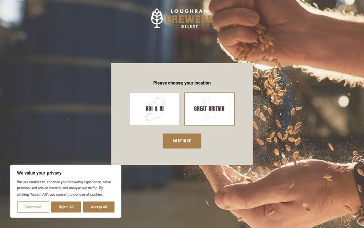 Screenshot ta' brewersselect.co.uk