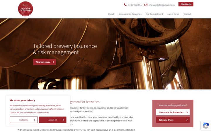 Screenshot ta' brewery-insurance.co.uk