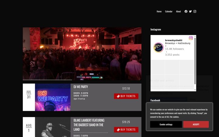 Screenshot of brewskyslive.com