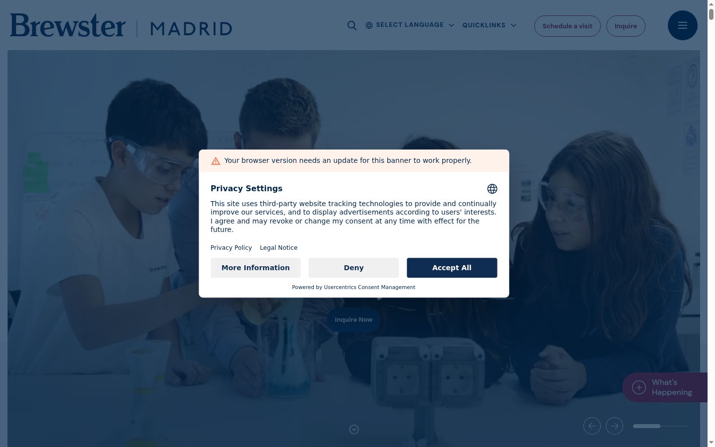 Screenshot of the consent banner shown before any interaction