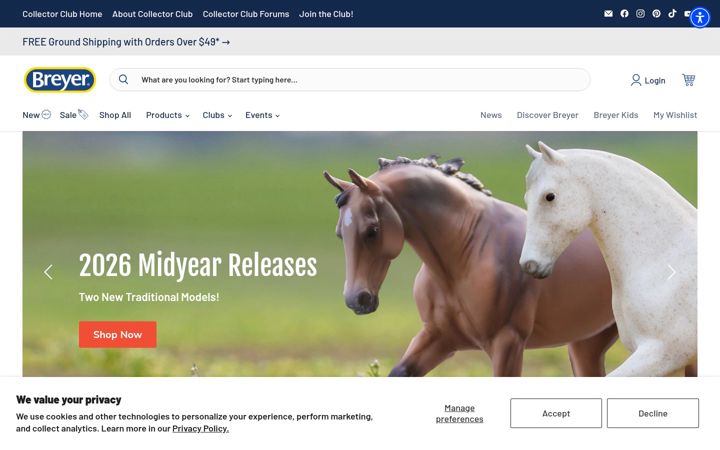 Zrzut ekranu breyerhorses.com