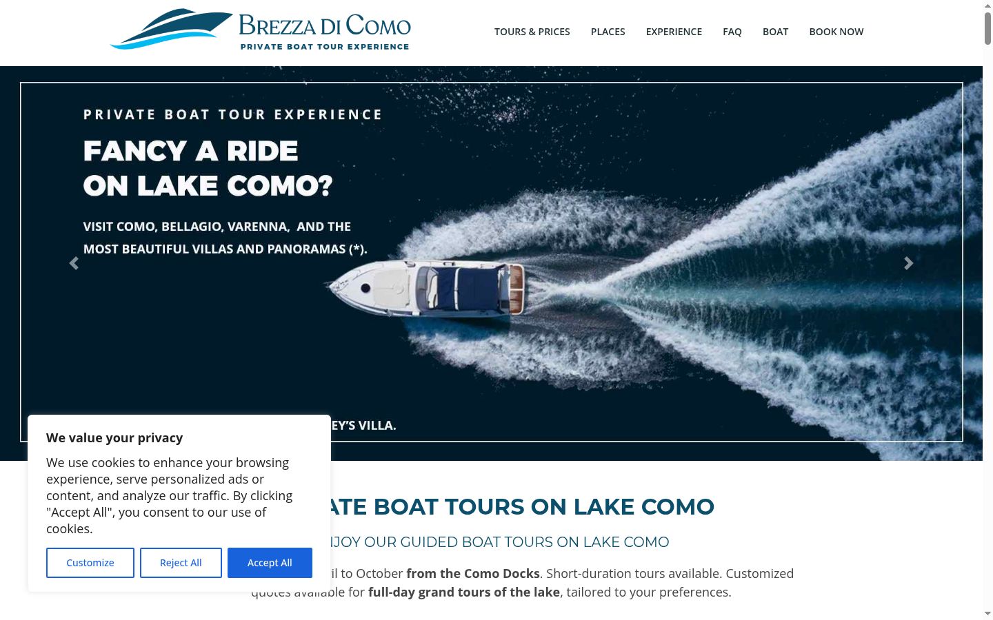 Screenshot of the consent banner shown before any interaction