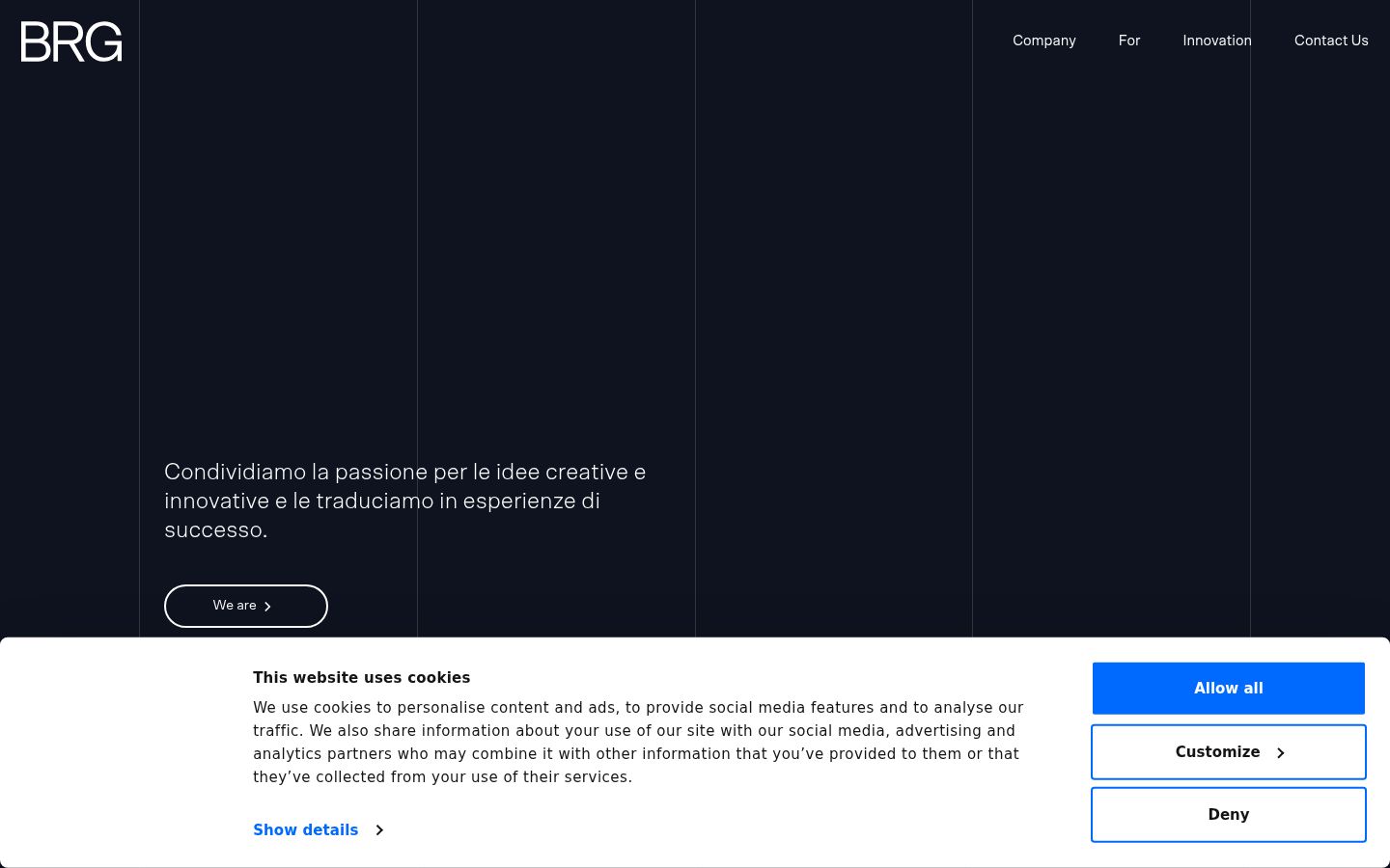 Screenshot del banner di consenso mostrato prima di qualsiasi interazione
