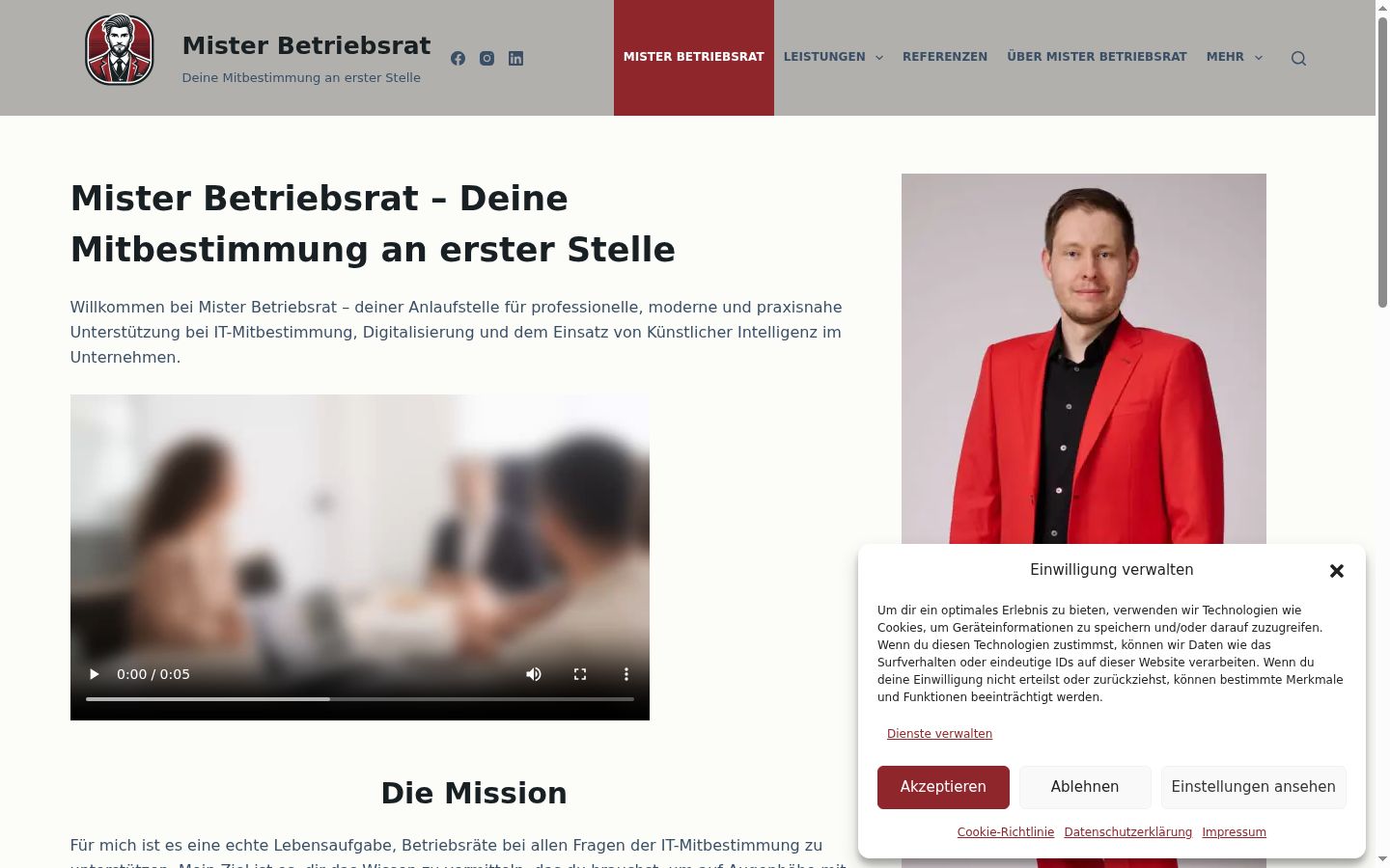 Capture d'écran de la bannière de consentement affichée avant toute interaction