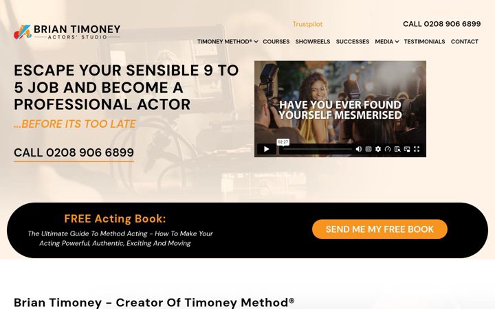 Screenshot ta' briantimoneyacting.co.uk
