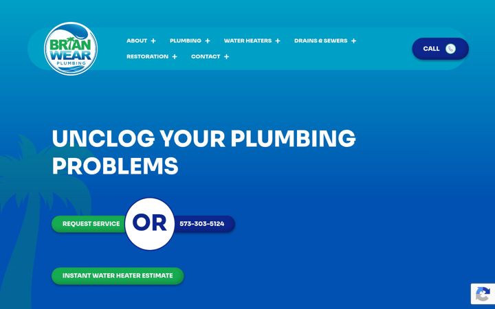 Screenshot of brianwearplumbing.com