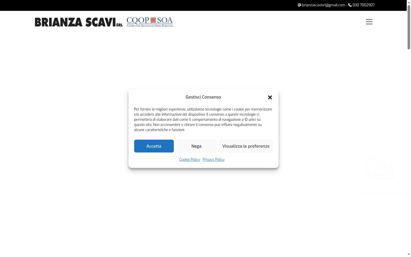 Screenshot del banner di consenso mostrato prima di qualsiasi interazione