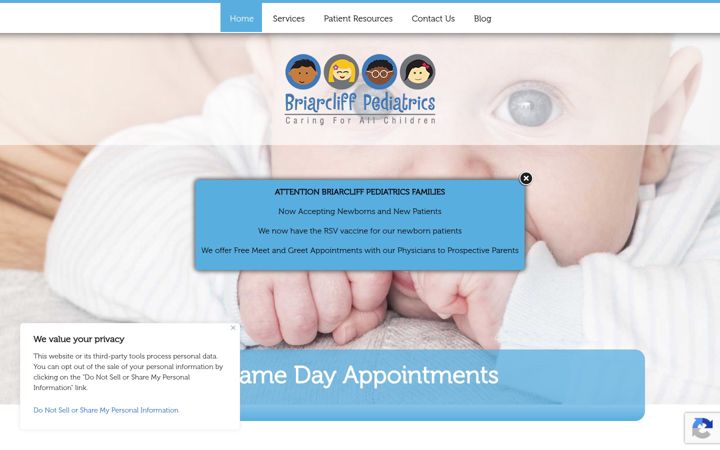 Screenshot of briarcliffpediatrics.com