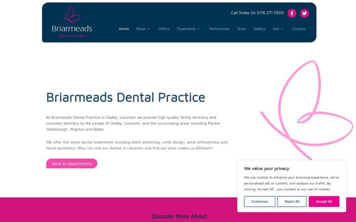 Екранна снимка на briarmeadsdentalpractice.co.uk