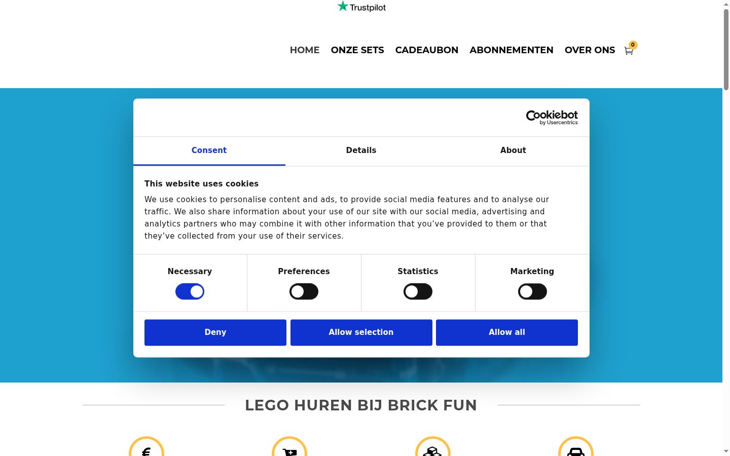 Screenshot of the consent banner shown before any interaction