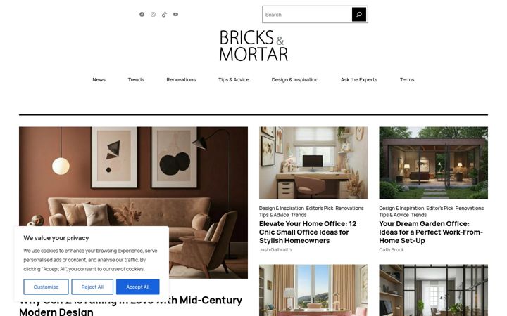 Screenshot of bricksandmortarmagazine.com