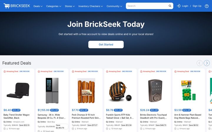 Screenshot of brickseek.com