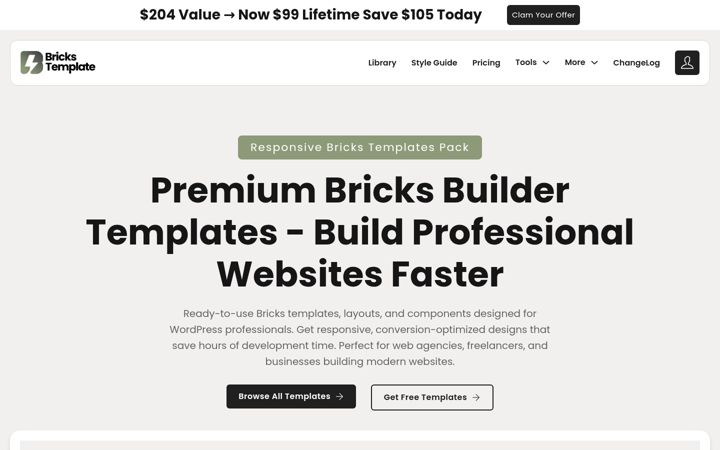 Screenshot of brickstemplate.com