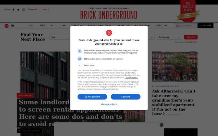 Screenshot of brickunderground.com