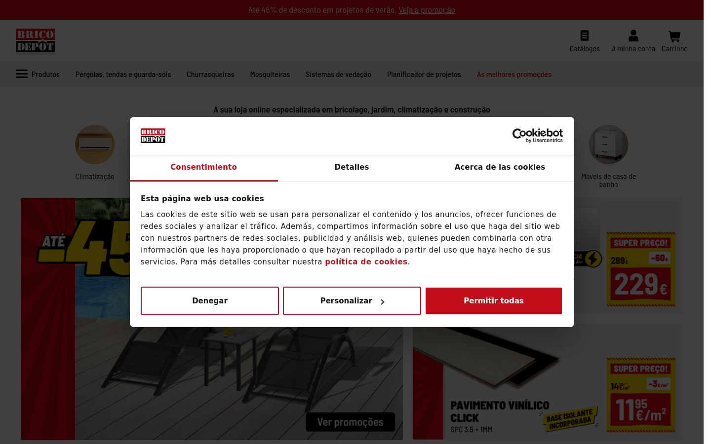 Screenshot of the consent banner shown before any interaction