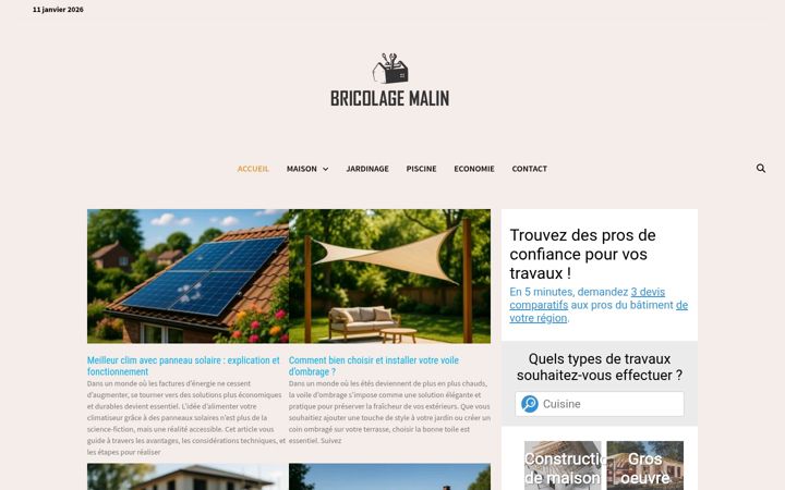 Ekraanipilt saidist bricolage-malin.fr
