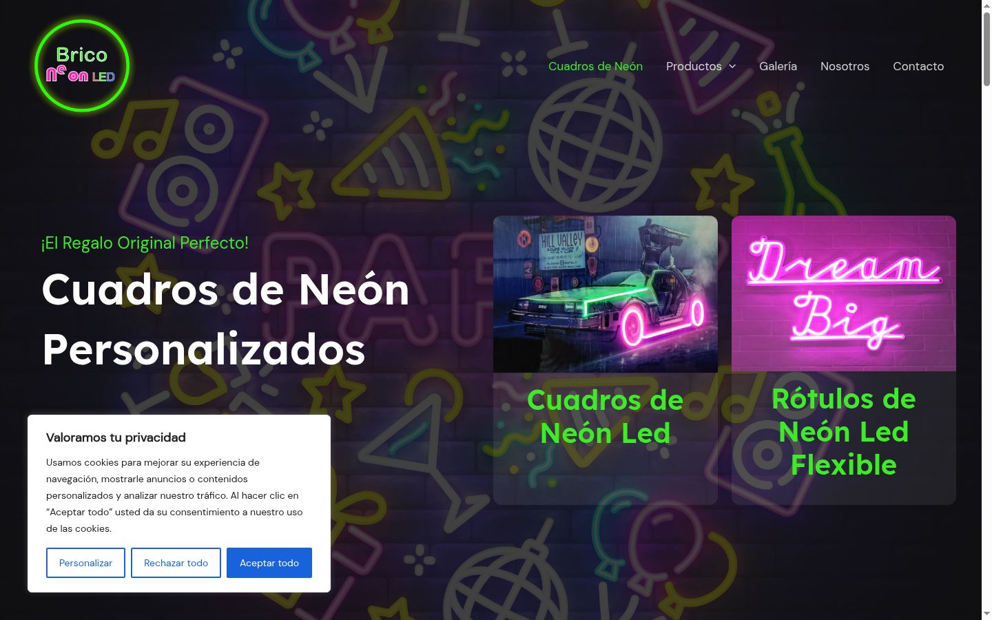 Captura de ecrã do banner de consentimento apresentado antes de qualquer interação