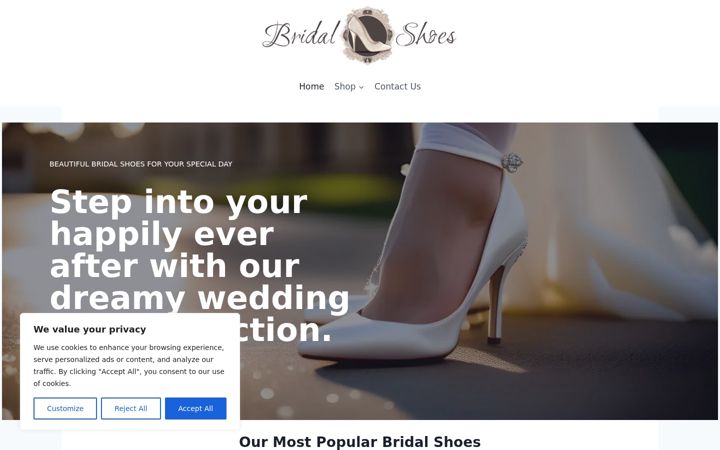Screenshot of bridalshoes.co.uk
