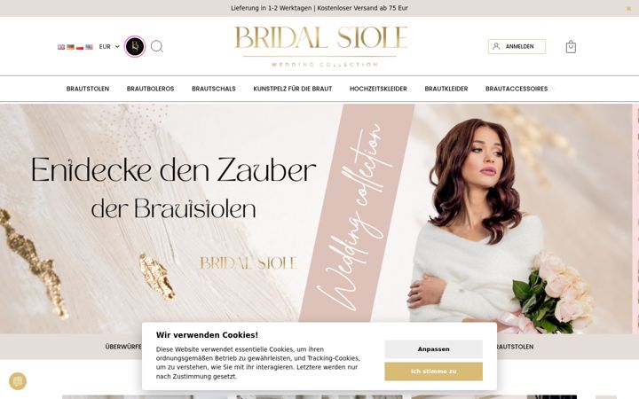 Ekraanipilt saidist bridalstole.de