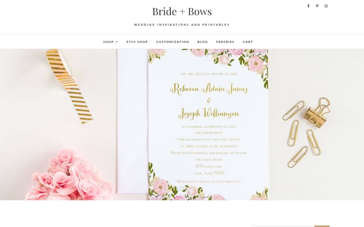 Screenshot of brideandbows.com
