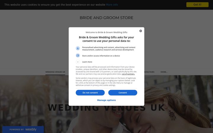 Screenshot of brideandgroomweddinggifts.co.uk