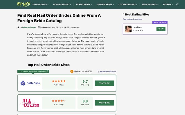 Ekrānuzņēmums no brides-blooms.com