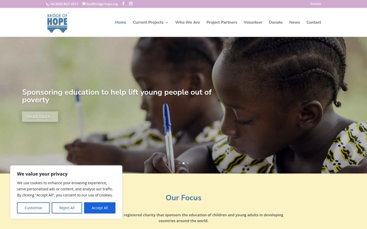 Captura de ecrã de bridge-hope.org