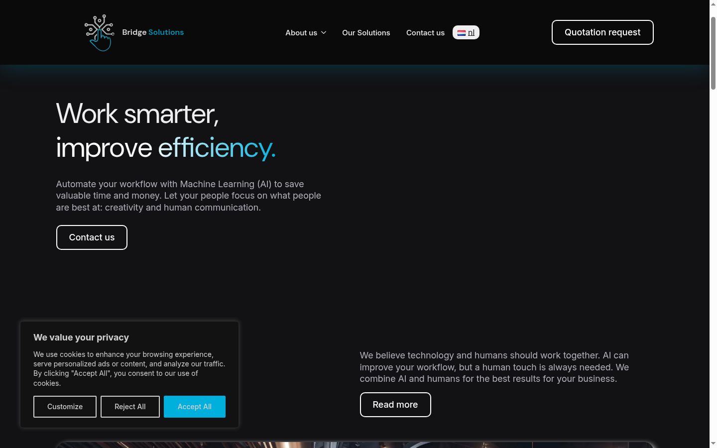 Screenshot of the consent banner shown before any interaction