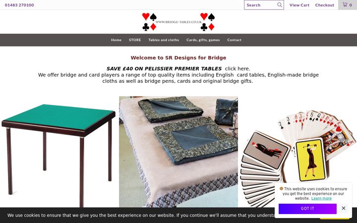 Screenshot of bridge-tables.co.uk