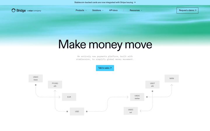 Screenshot of bridge.xyz