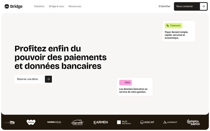 Captura de ecrã de bridgeapi.io