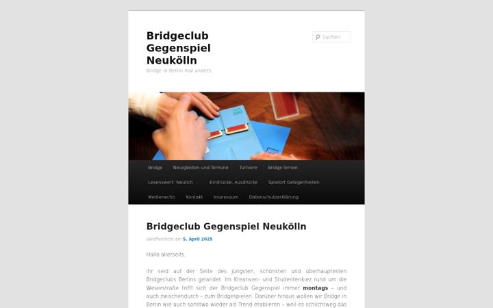Ekraanipilt saidist bridgeclub-gegenspiel.de