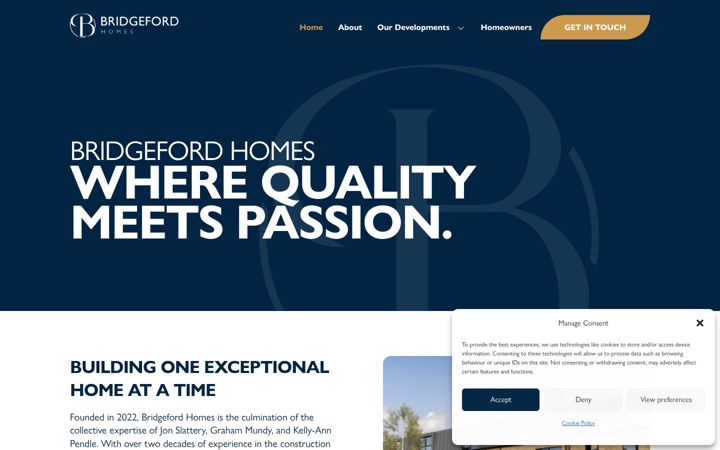 Screenshot of bridgefordhomes.co.uk