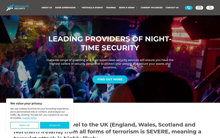 Screenshot ta' bridgegate-security.co.uk