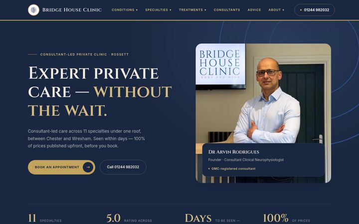 Képernyőkép: bridgehouse-clinic.co.uk