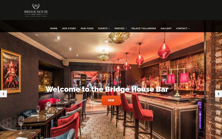 Screenshot of bridgehousebar.ie