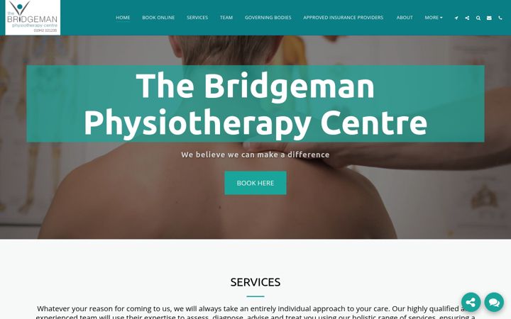 Screenshot of bridgemanphysiotherapy.co.uk