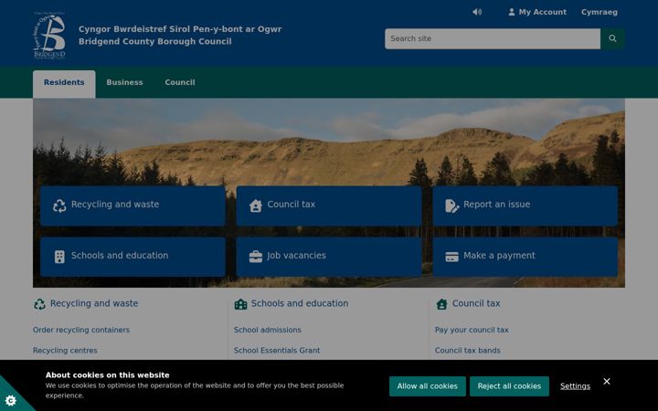 Screenshot ta' bridgend.gov.uk