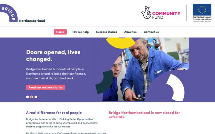 Screenshot of bridgenorthumberland.org.uk