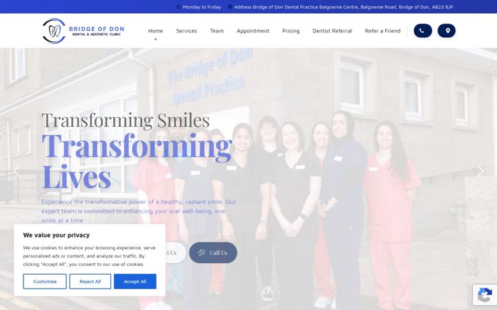 Screenshot of bridgeofdondental.co.uk