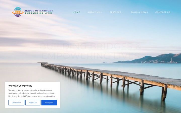 Screenshot of bridgeofharmony.org