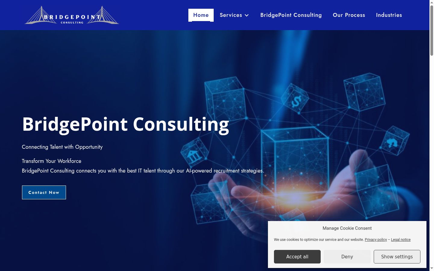 Screenshot of the consent banner shown before any interaction