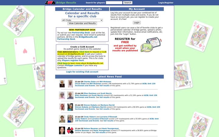 Screenshot di bridgeresults.net