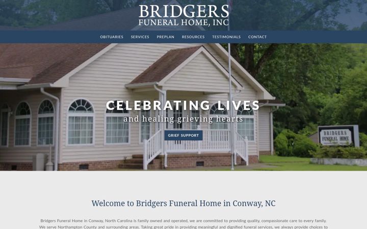 Screenshot of bridgersfuneralhome.com