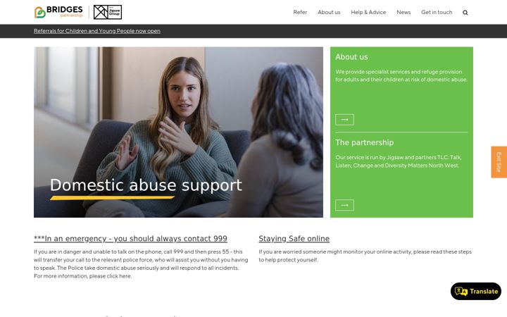 Screenshot of bridgespartnership.org.uk